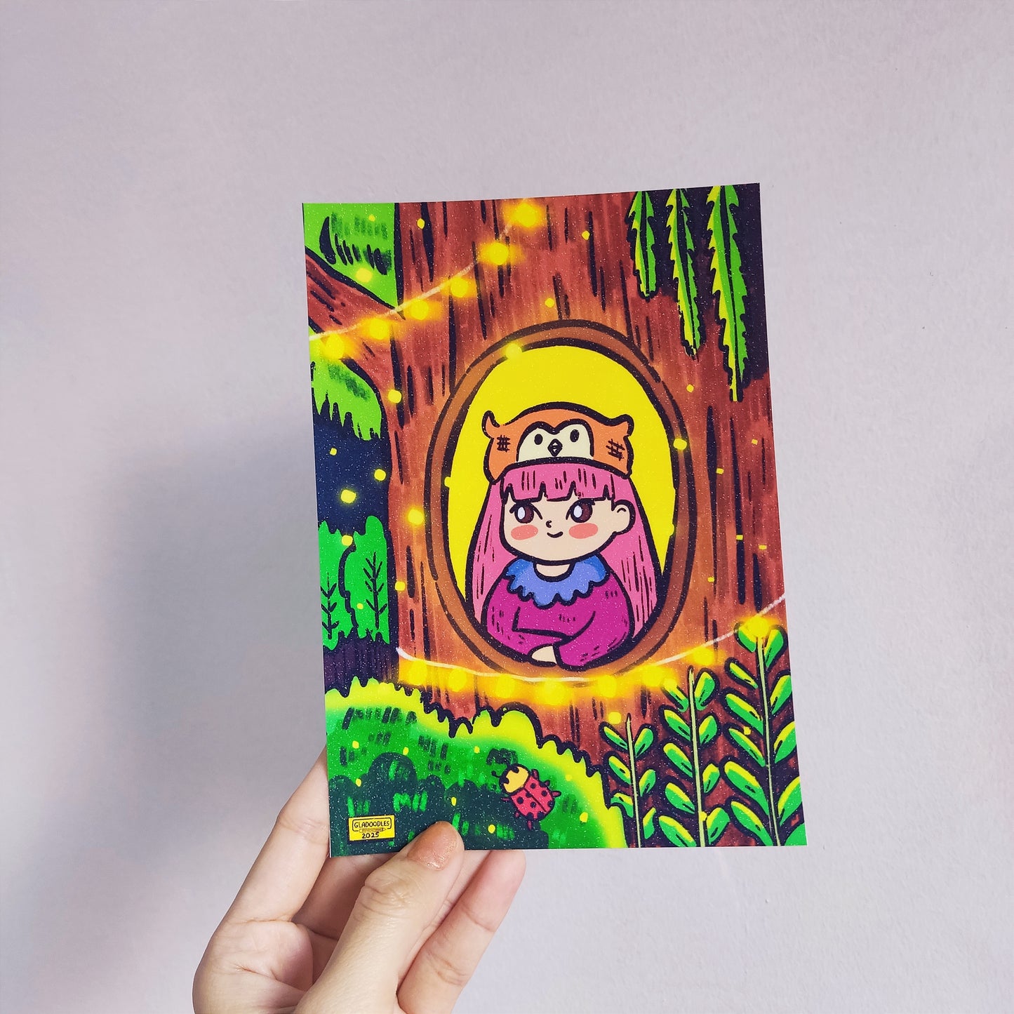 Girl in the whimsical tree ART PRINT