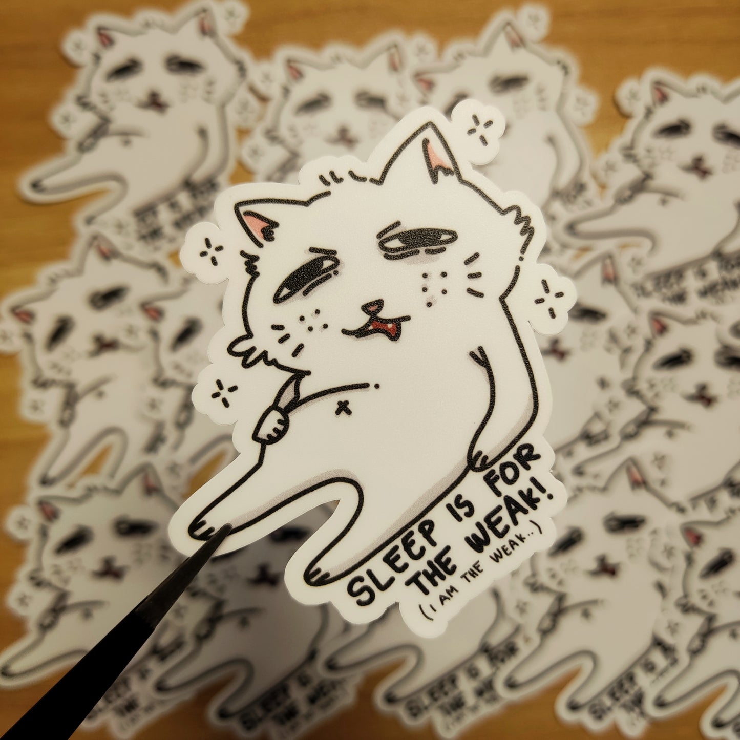 "Sleep is for the Weak" Waterproof Sticker | Artwork by Eds