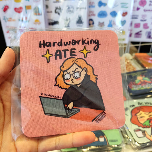 "Hardworking Ate" Rubber Coaster