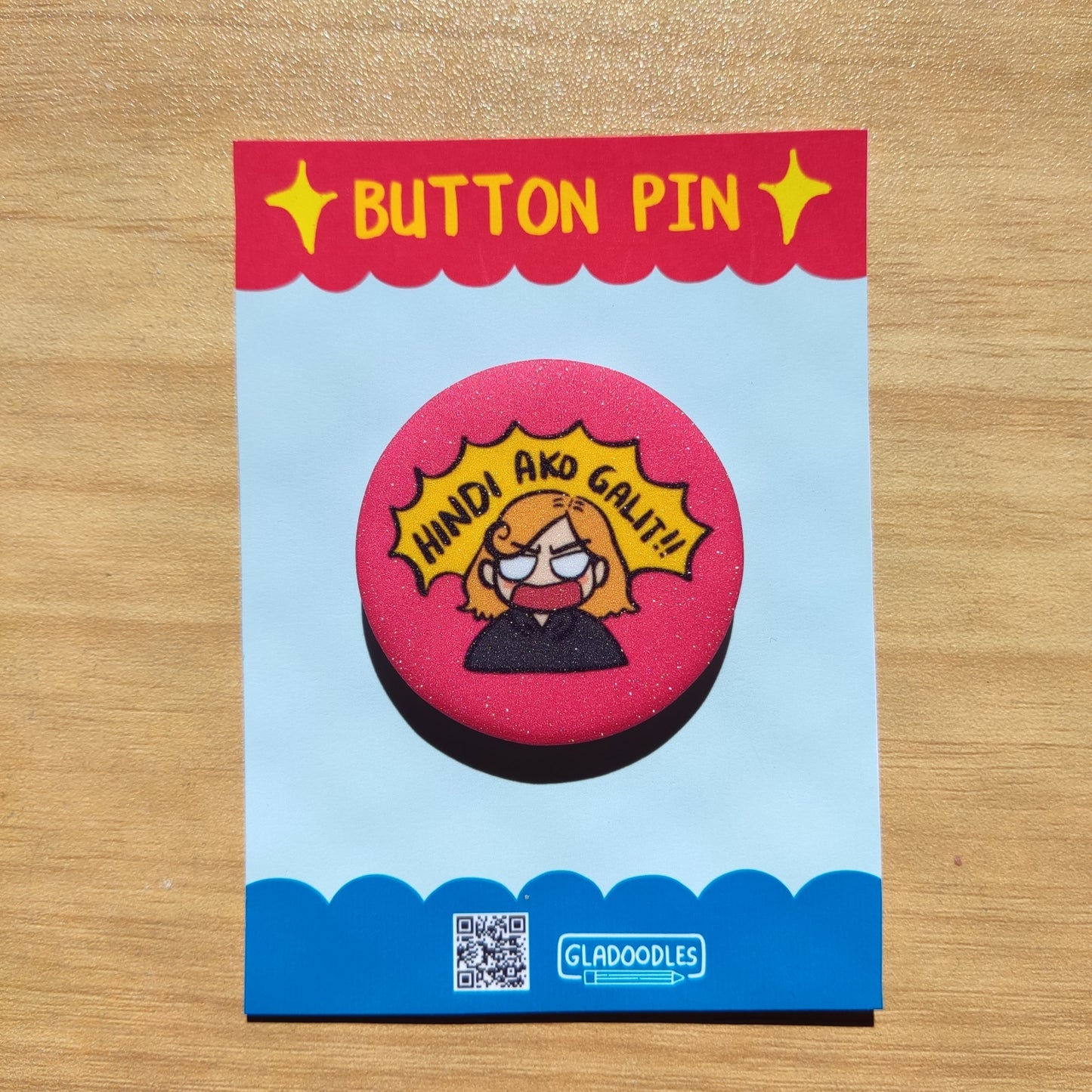 Hindi ako galit Button Pin (Glitter) | 1.75 Inches
