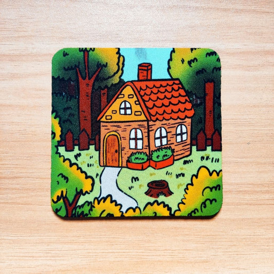 "Cabin" Rubber Coaster