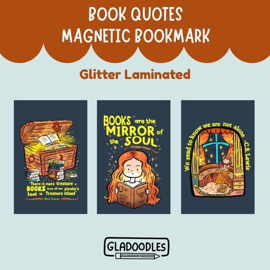 Book Quotes Magnetic Bookmark | Glitter Laminated