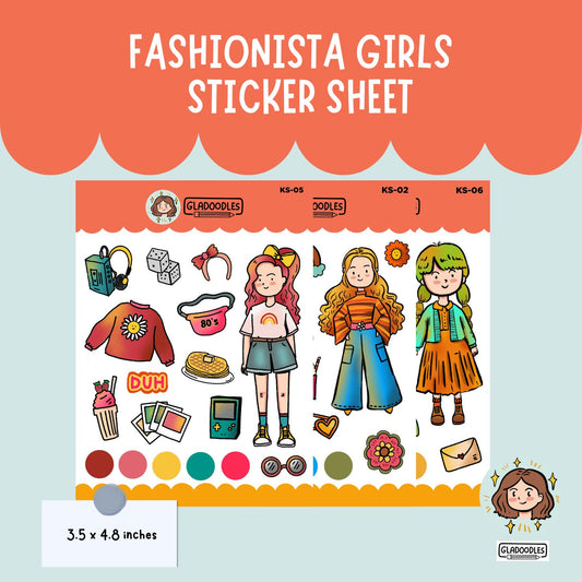 Fashionista Girls Sticker Sheet
