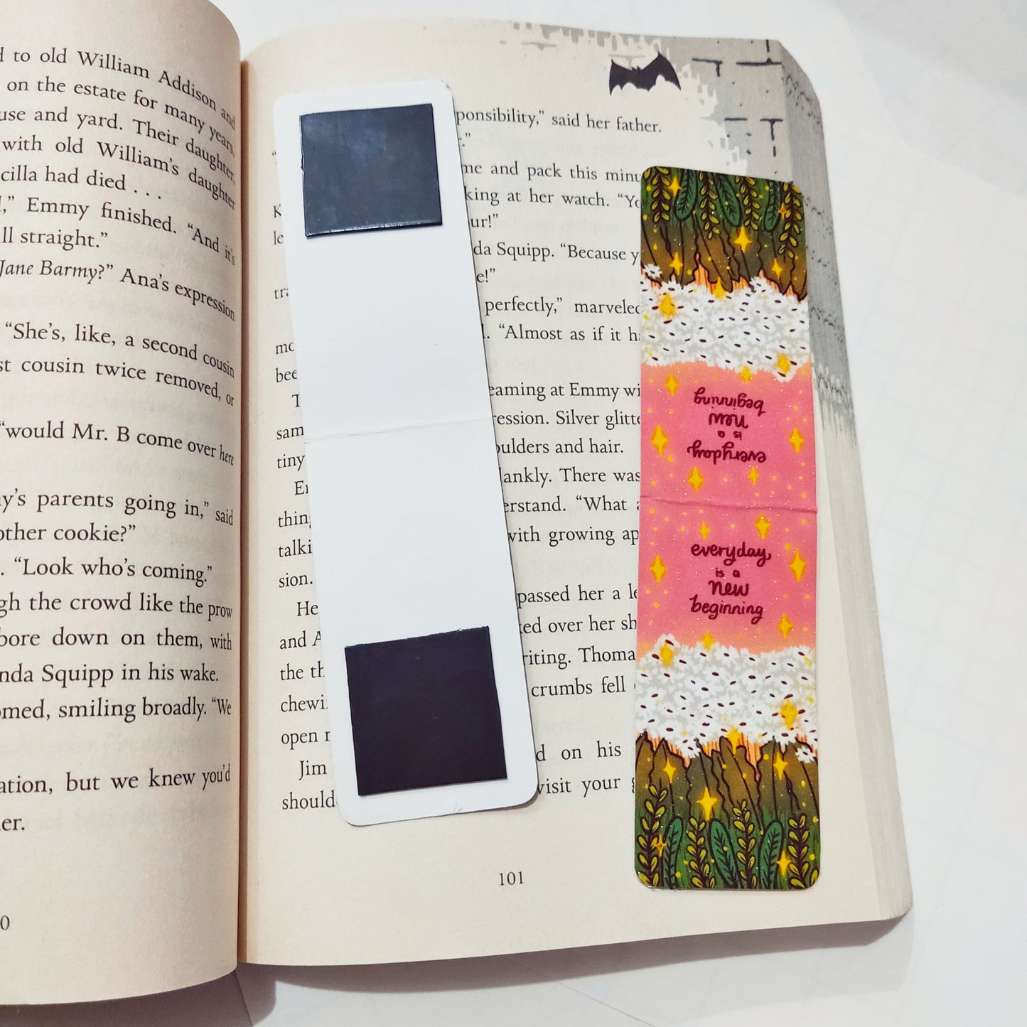 Floral Design Magnetic Bookmark | Glitter Laminated