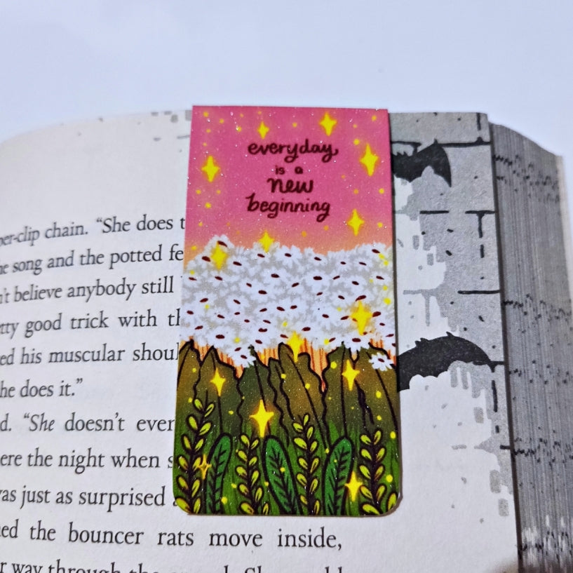 Floral Design Magnetic Bookmark | Glitter Laminated