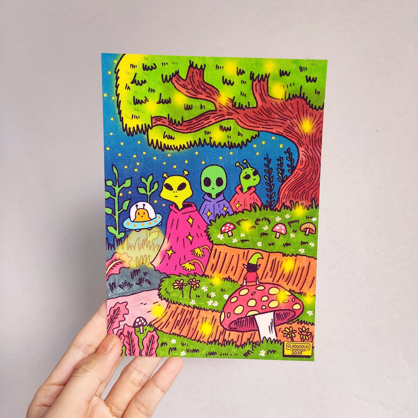 Aliens roaming the woods ART PRINT