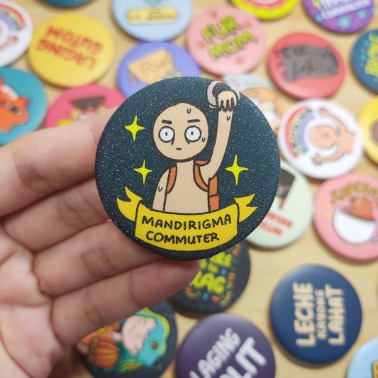 Mandirigma Commuter (Glitter) Button Pin | 1.75 Inches