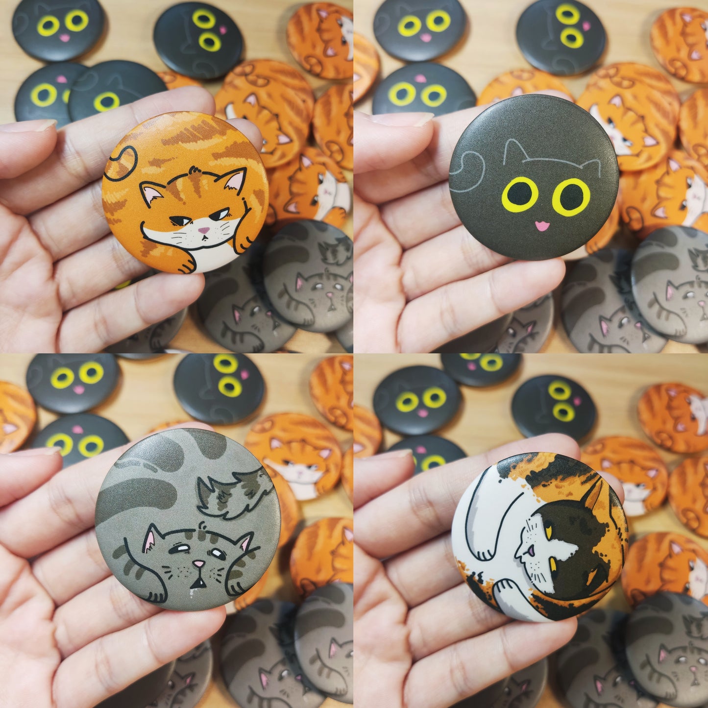 Cats Button Pin ( Matte) - Art by EDS | 1.75 Inches