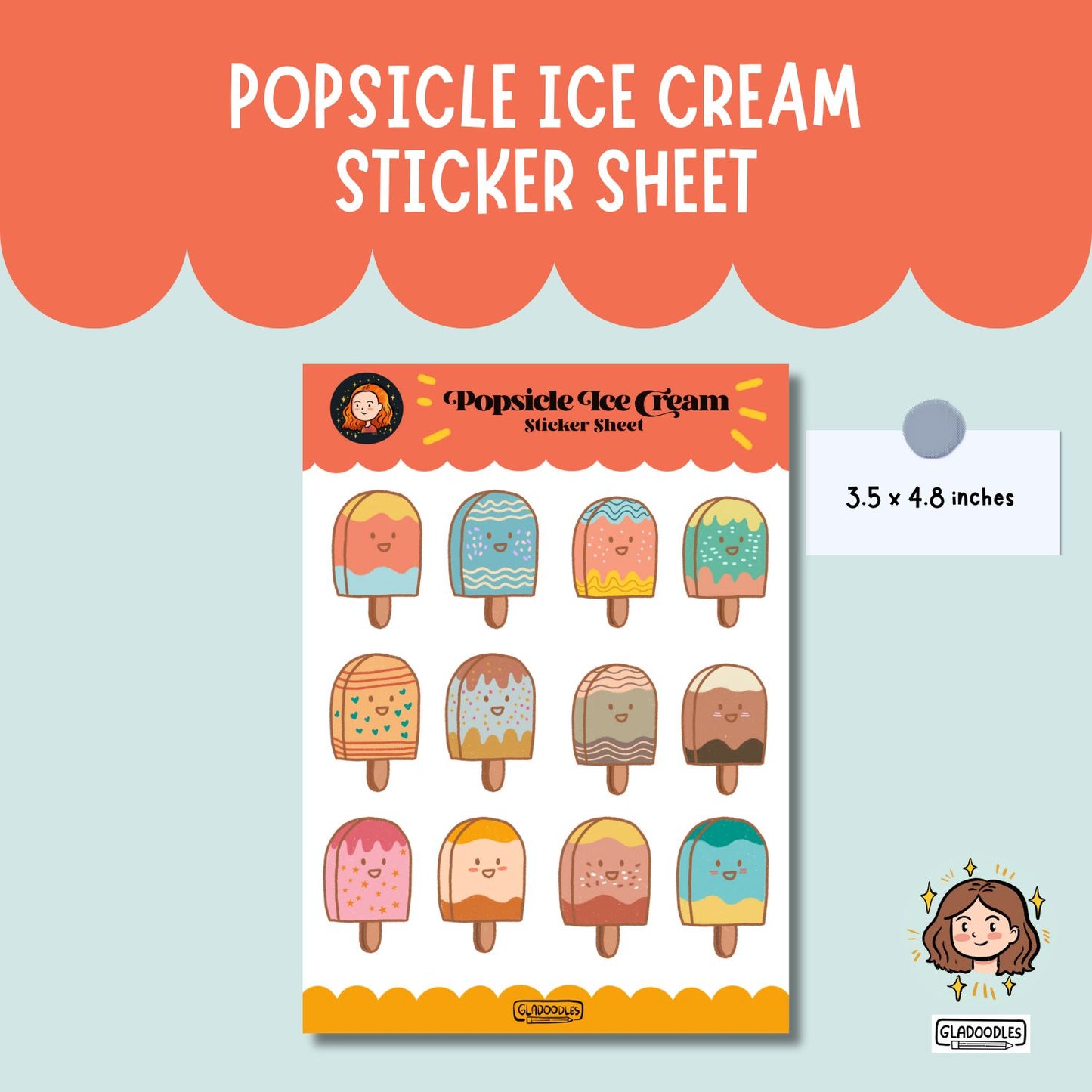 Popsicle Ice Cream Sticker Sheet