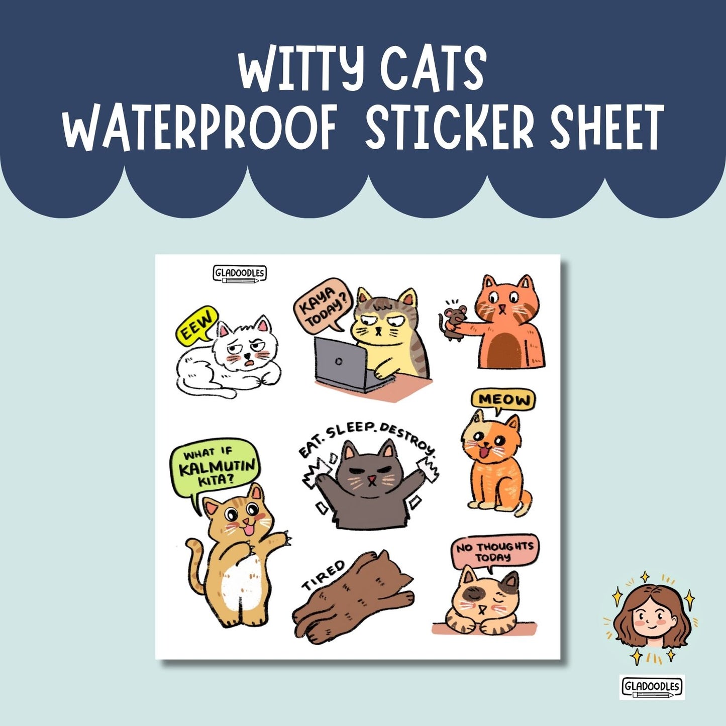 Witty Cats Sticker Sheet