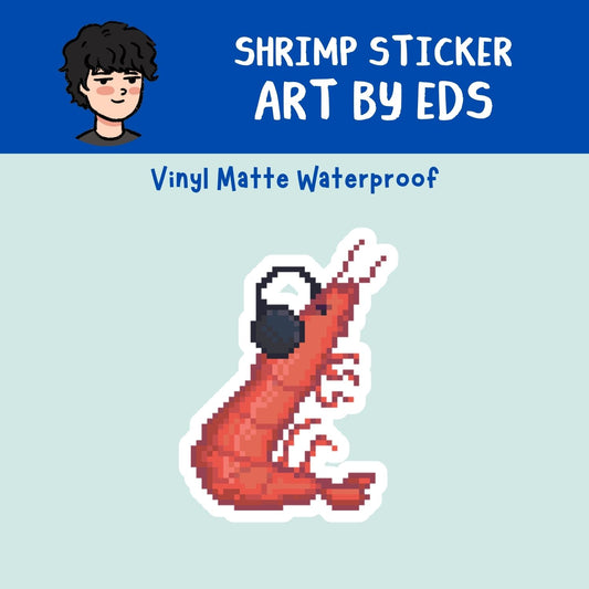 "Shrimp" Waterproof Stickers | Artwork by Eds