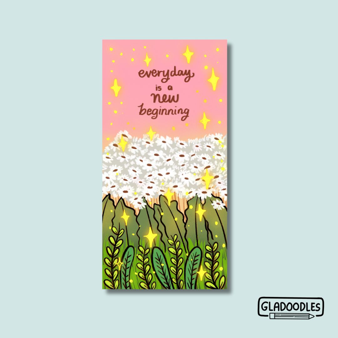 Floral Design Magnetic Bookmark | Glitter Laminated