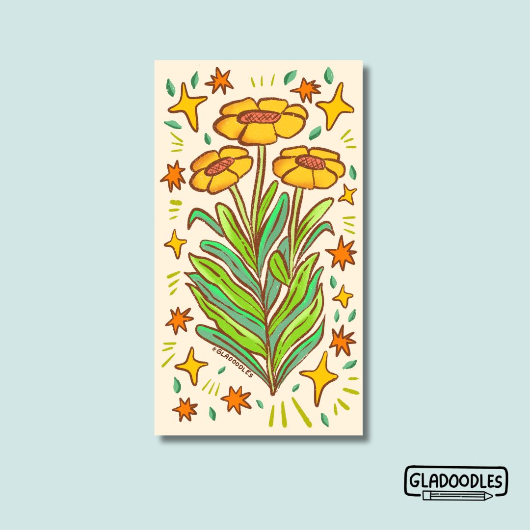 Floral Design Magnetic Bookmark | Glitter Laminated