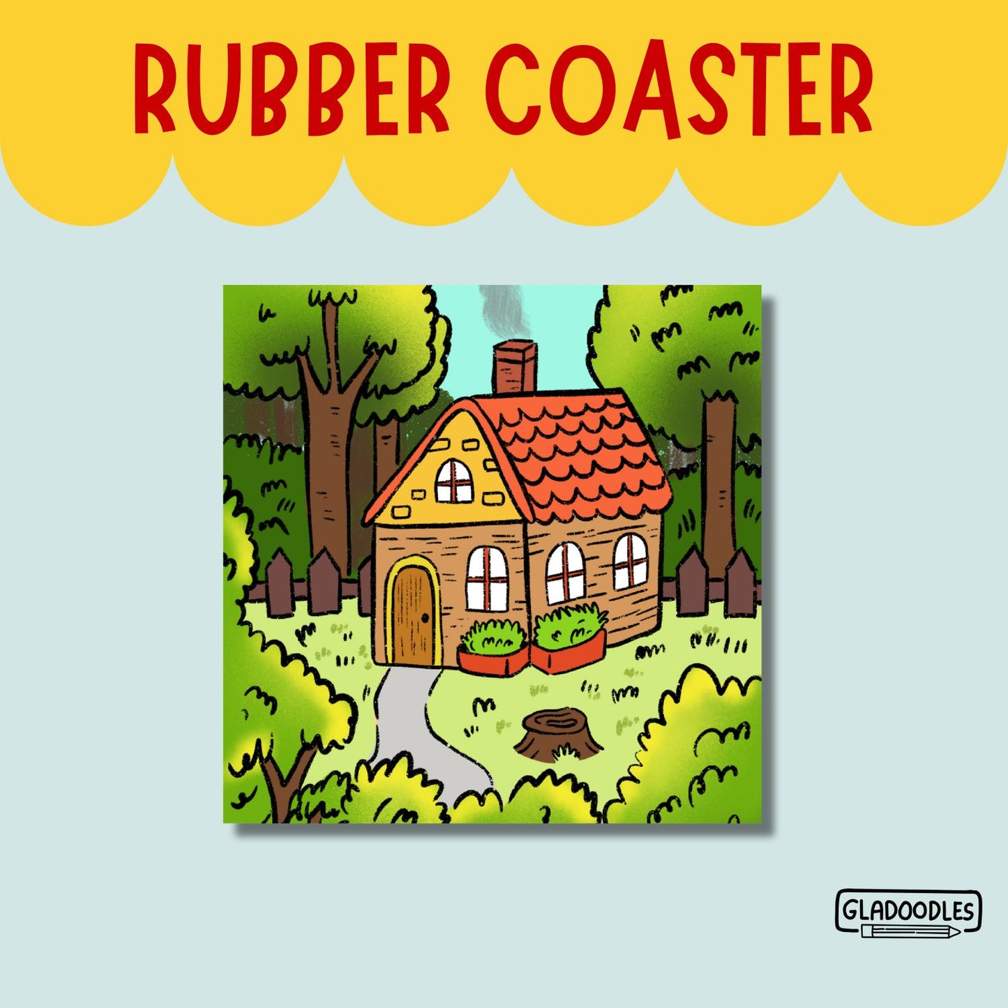 "Cabin" Rubber Coaster