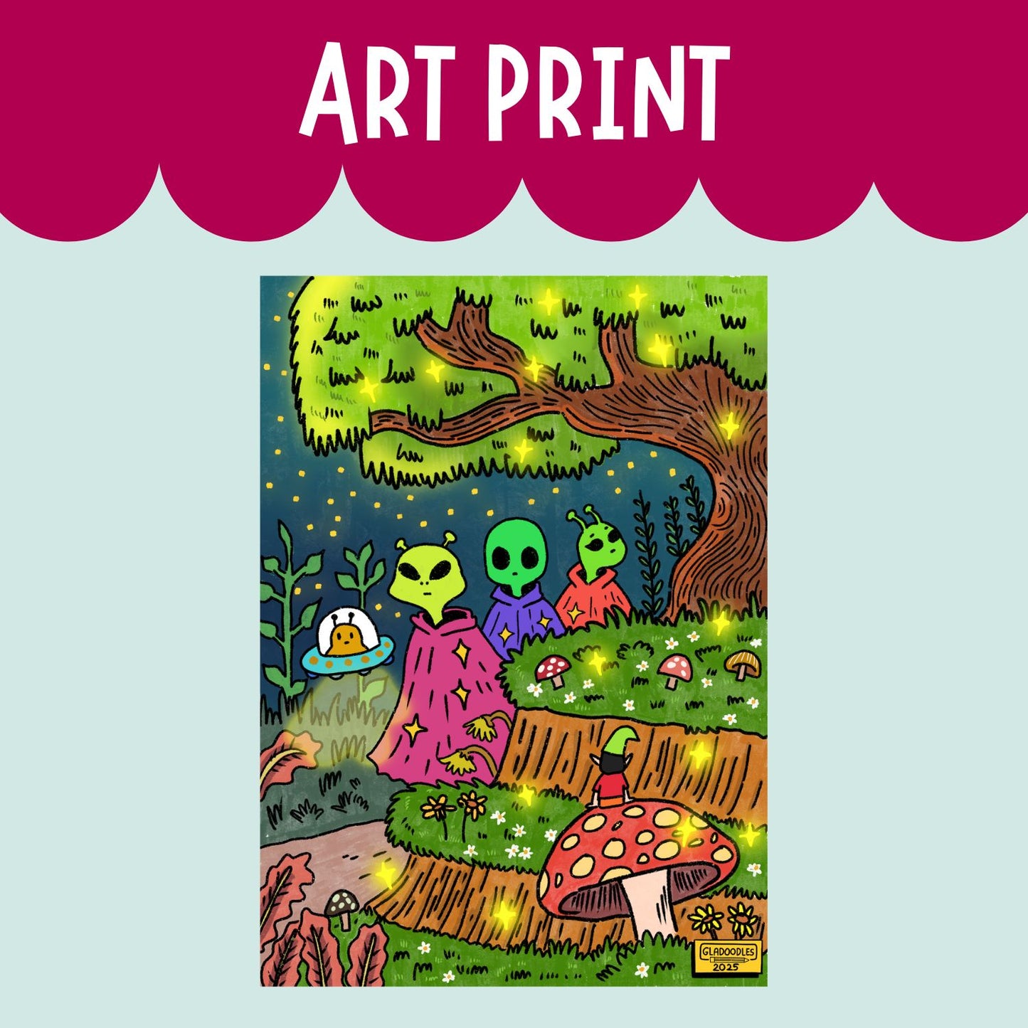 Aliens roaming the woods ART PRINT