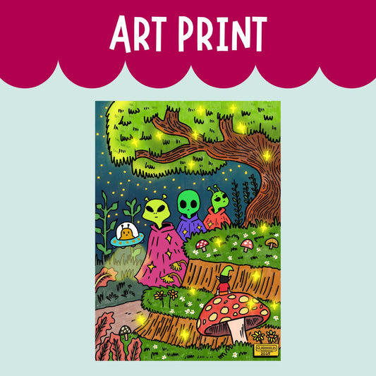 Aliens roaming the woods ART PRINT