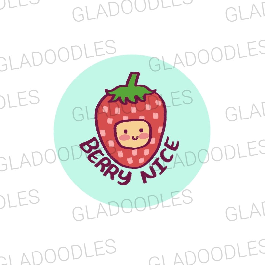 Strawberry Button Pins | 1.75 Inches