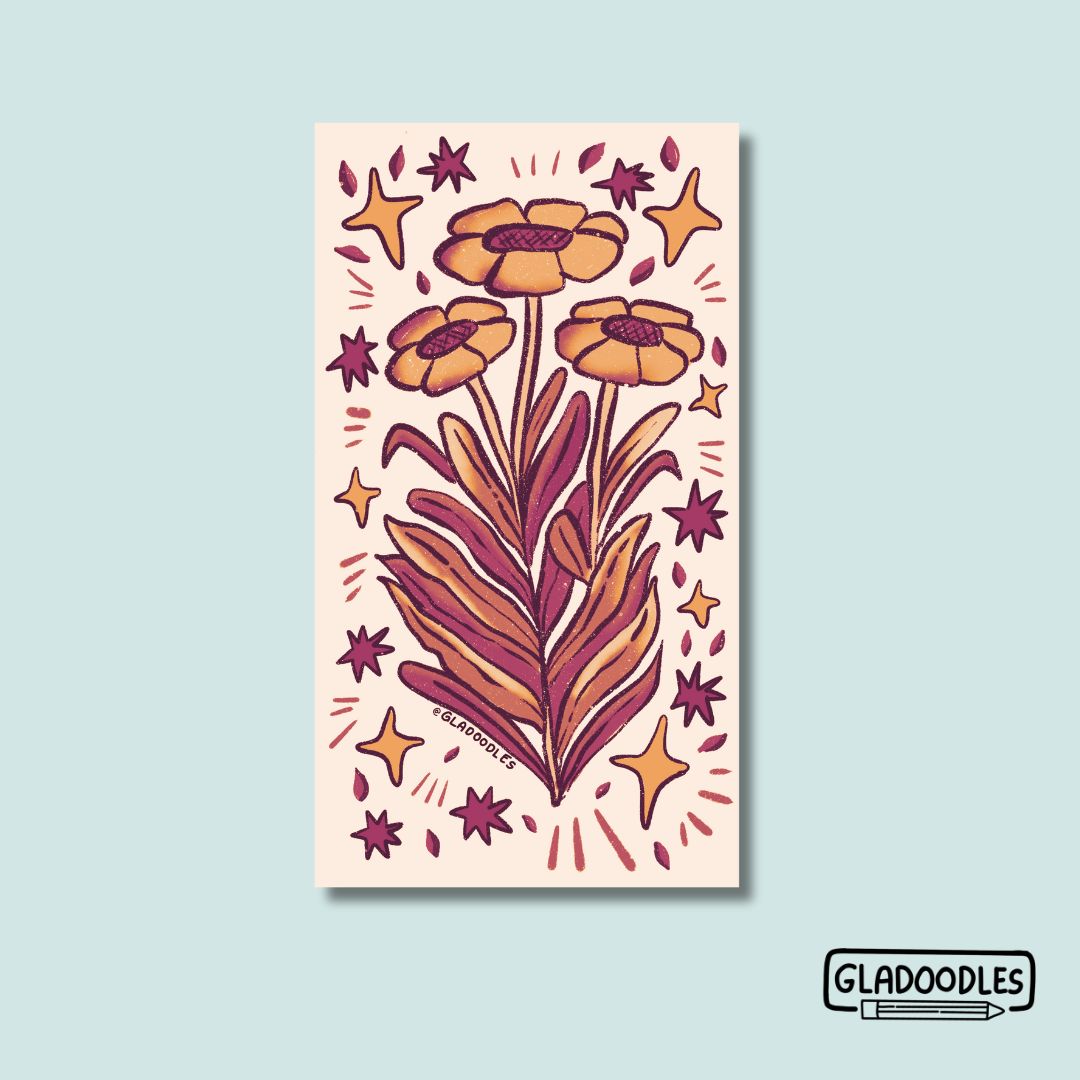 Floral Design Magnetic Bookmark | Glitter Laminated