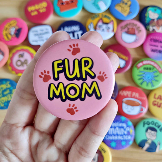 FurMom and FurDad Button Pin (Matte) | 1.75 Inches