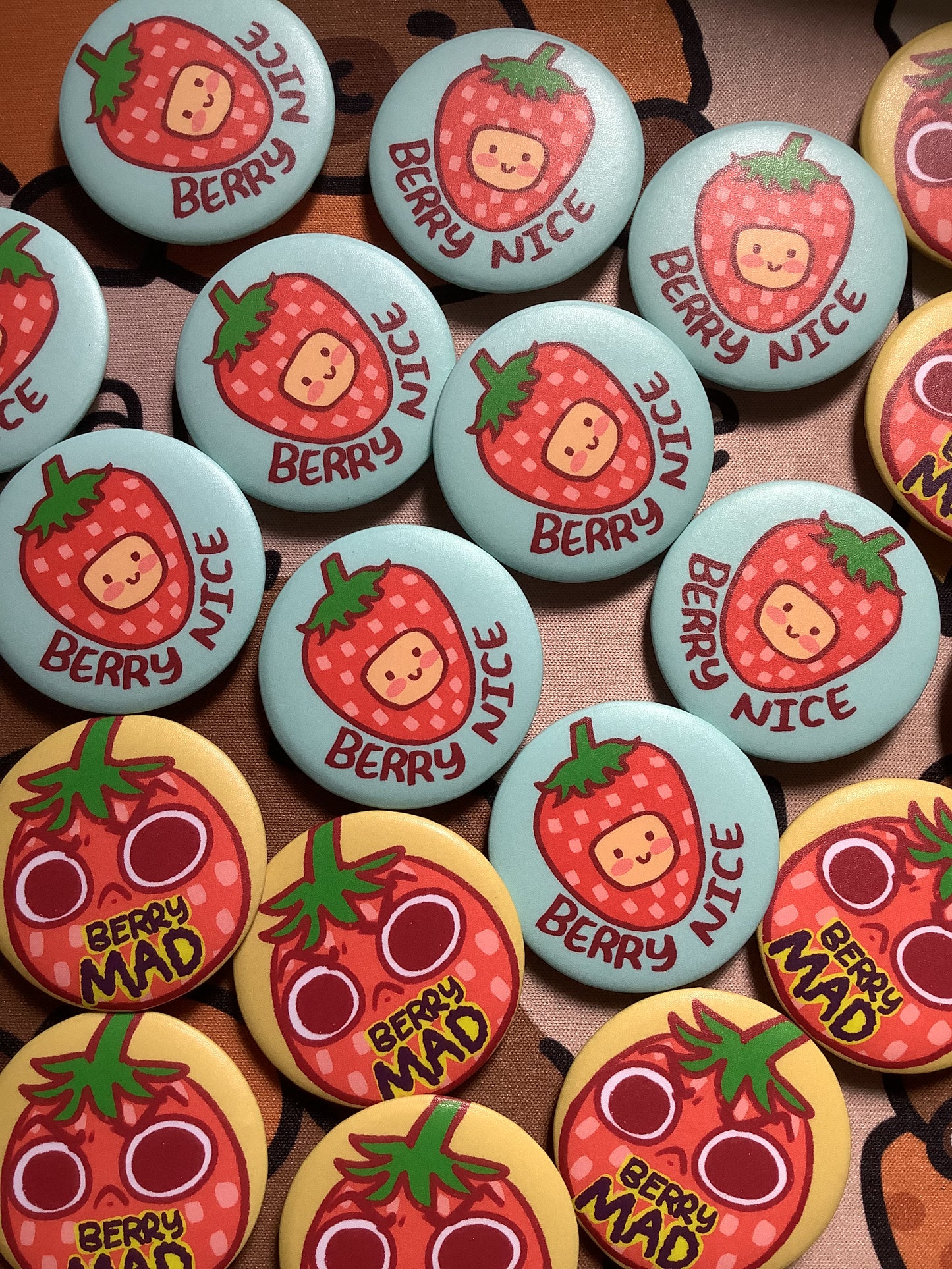 Strawberry Button Pins | 1.75 Inches